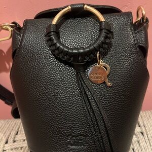See By Chloe Black Leather Mini Bag with Gold Accents